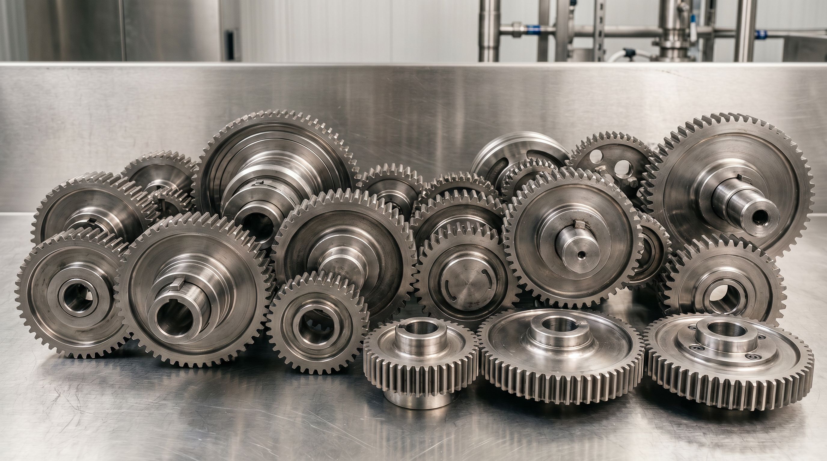 Precision interlocking steel gears and cogs representing automated scheduled import processes.