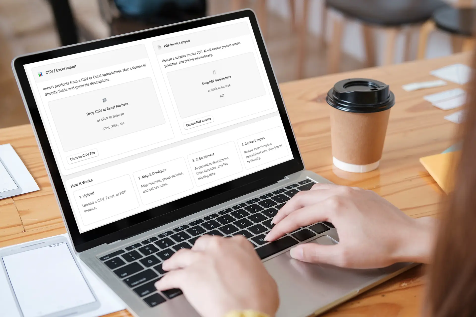 Importier CSV and PDF invoice import dashboard